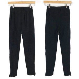 Umgee Black Mid-Rise Microsuede Super Soft Moto Leggings Ankle Jogger Pants S